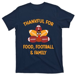 Thankful For Food Football Family Thanksgiving Turkey T-Shirt