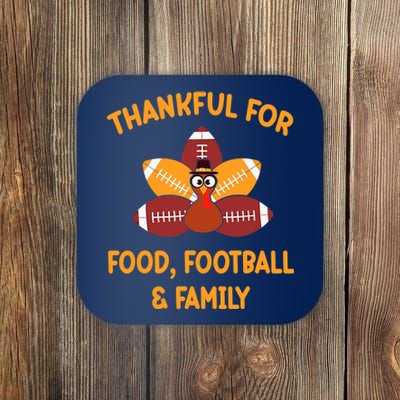 Thankful For Food Football Family Thanksgiving Turkey Coaster