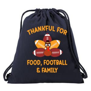 Thankful For Food Football Family Thanksgiving Turkey Drawstring Bag