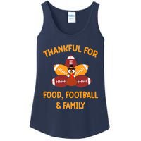 Thankful For Food Football Family Thanksgiving Turkey Ladies Essential Tank