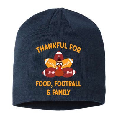 Thankful For Food Football Family Thanksgiving Turkey Sustainable Beanie