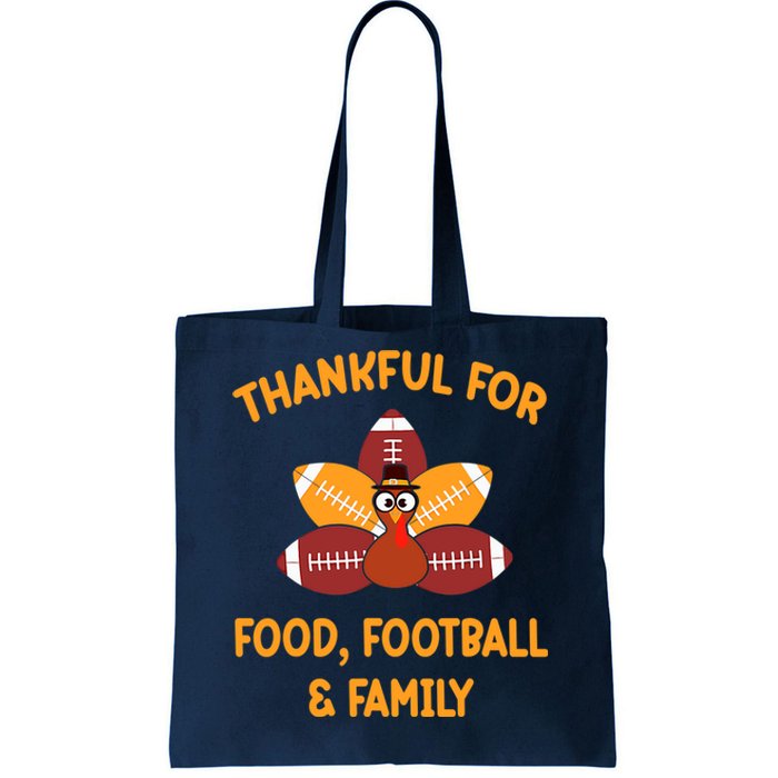 Thankful For Food Football Family Thanksgiving Turkey Tote Bag