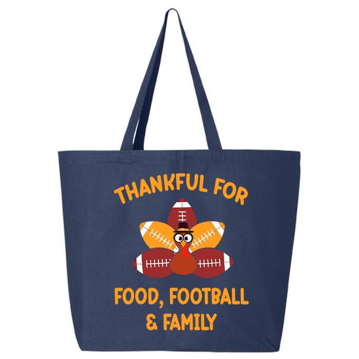 Thankful For Food Football Family Thanksgiving Turkey 25L Jumbo Tote