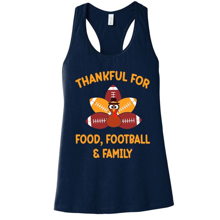 Thankful For Food Football Family Thanksgiving Turkey Women's Racerback Tank