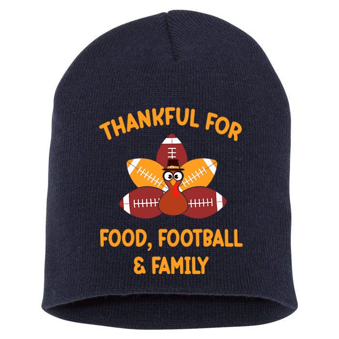 Thankful For Food Football Family Thanksgiving Turkey Short Acrylic Beanie