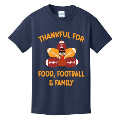 Thankful For Food Football Family Thanksgiving Turkey Kids T-Shirt