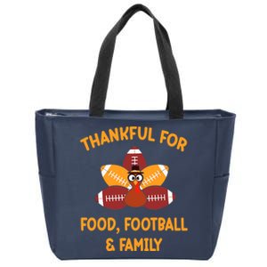 Thankful For Food Football Family Thanksgiving Turkey Zip Tote Bag