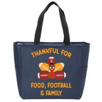 Thankful For Food Football Family Thanksgiving Turkey Zip Tote Bag