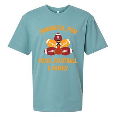 Thankful For Food Football Family Thanksgiving Turkey Sueded Cloud Jersey T-Shirt