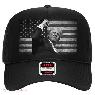 Trump Fight For Freedom 2024 Patriot High Crown Mesh Back Trucker Hat