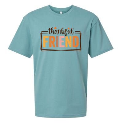 Thankful Friend Funny Fall Autumn Thanksgiving Funny Gift Sueded Cloud Jersey T-Shirt