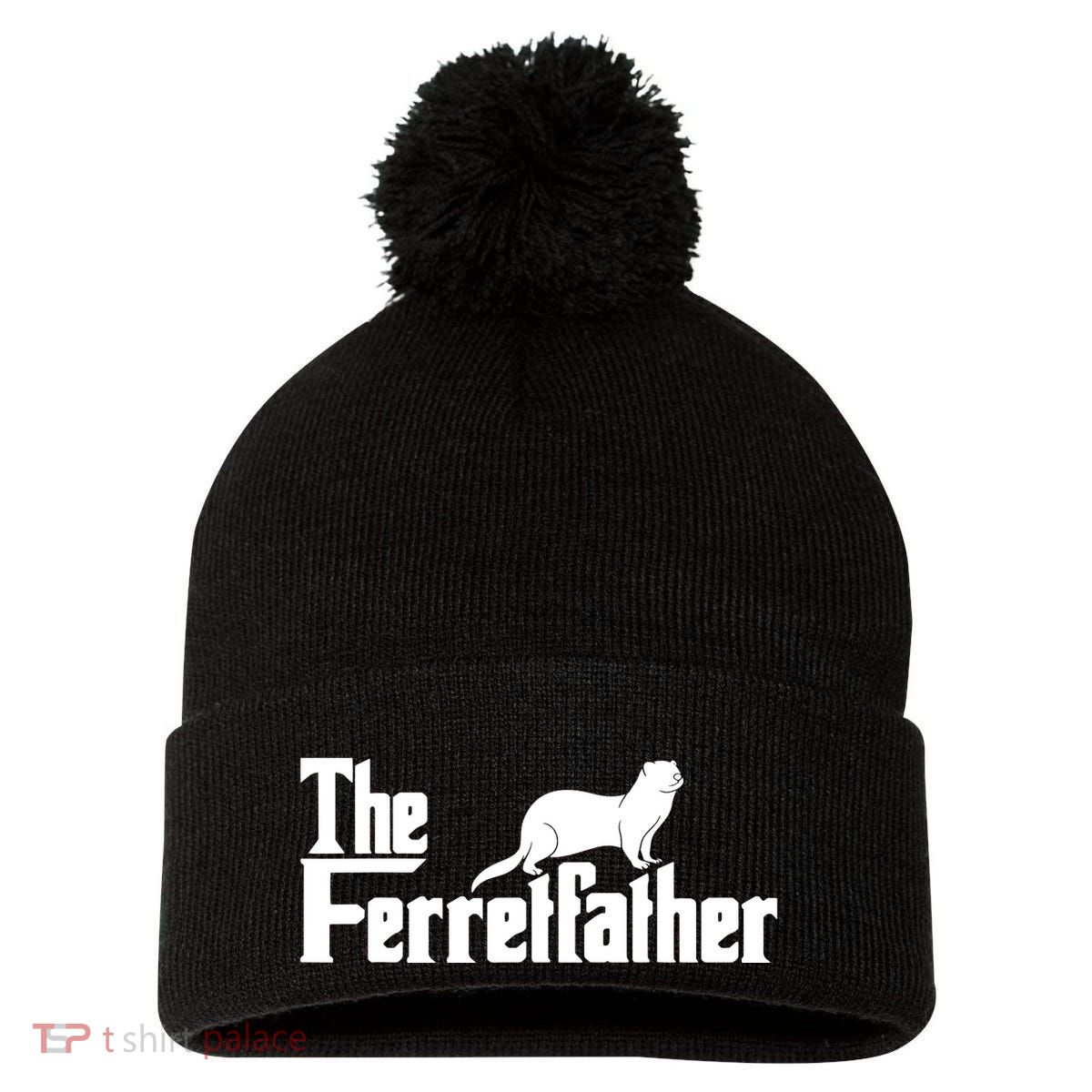 The Ferretfather Ferret Zoo Animal Lover Pom Pom 12in Knit Beanie