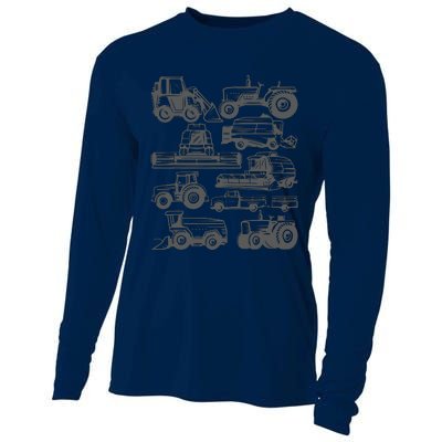 Tractor Farmer Farming Trucks Farm Boy Cooling Performance Long Sleeve Crew