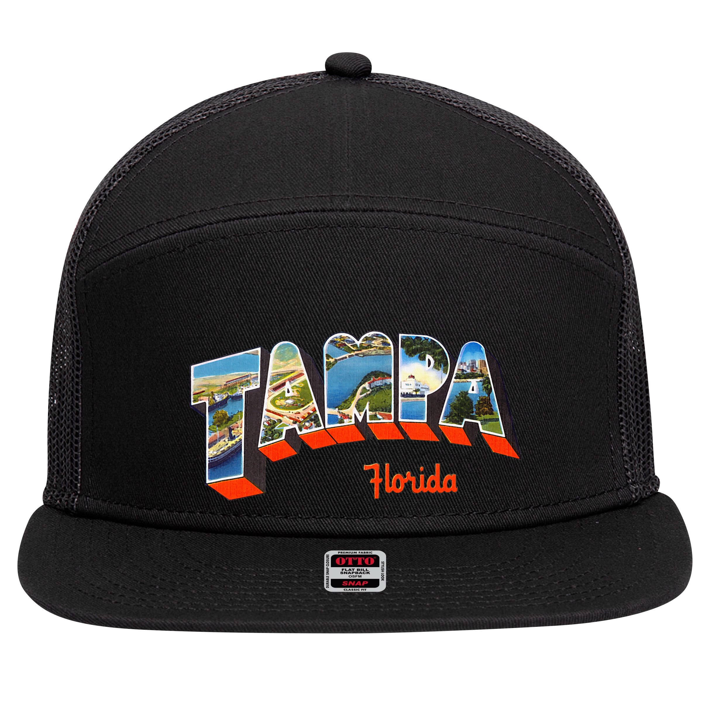 Tampa Florida Fl 7 Panel Mesh Trucker Snapback Hat