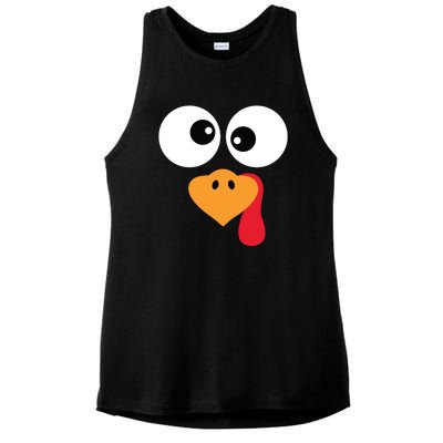 Turkey Face Funny Thanksgiving Turkey Trot Outfit Ladies PosiCharge Tri-Blend Wicking Tank