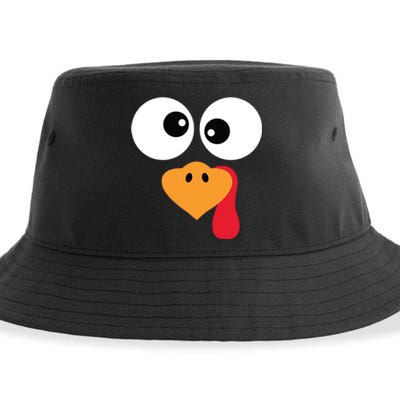 Turkey Face Funny Thanksgiving Turkey Trot Outfit Sustainable Bucket Hat