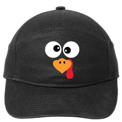 Turkey Face Funny Thanksgiving Turkey Trot Outfit 7-Panel Snapback Hat