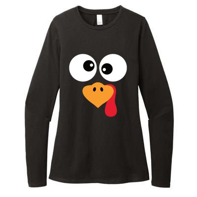 Turkey Face Funny Thanksgiving Turkey Trot Outfit Womens CVC Long Sleeve Shirt