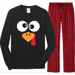 Turkey Face Funny Thanksgiving Turkey Trot Outfit Long Sleeve Pajama Set