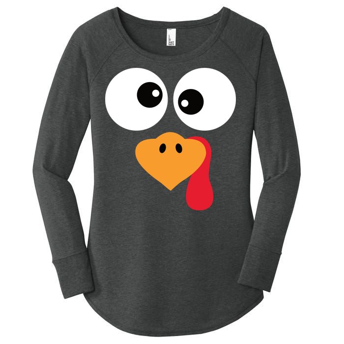 Turkey Face Funny Thanksgiving Turkey Trot Outfit Women's Perfect Tri Tunic Long Sleeve Shirt