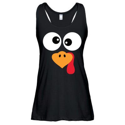 Turkey Face Funny Thanksgiving Turkey Trot Outfit Ladies Essential Flowy Tank