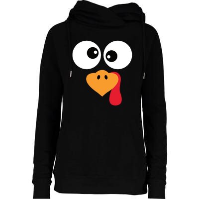 Turkey Face Funny Thanksgiving Turkey Trot Outfit Womens Funnel Neck Pullover Hood