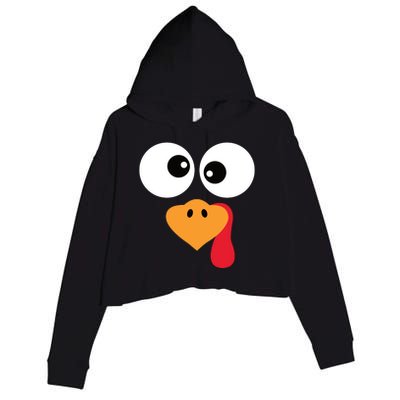 Turkey Face Funny Thanksgiving Turkey Trot Outfit Crop Fleece Hoodie