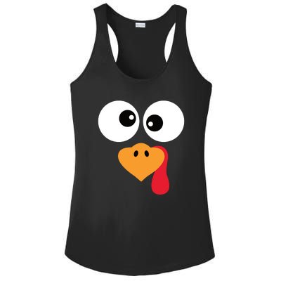 Turkey Face Funny Thanksgiving Turkey Trot Outfit Ladies PosiCharge Competitor Racerback Tank