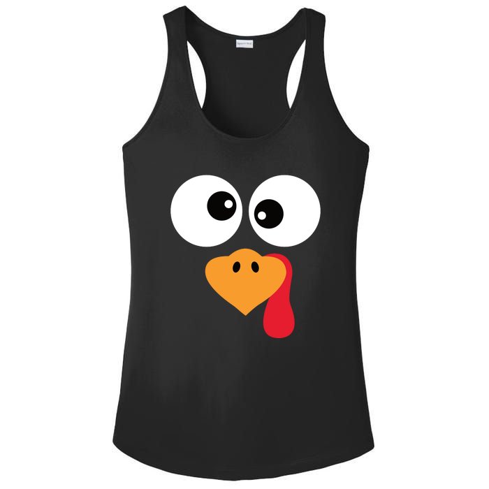 Turkey Face Funny Thanksgiving Turkey Trot Outfit Ladies PosiCharge Competitor Racerback Tank