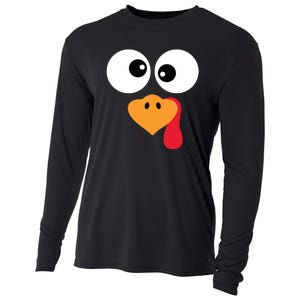 Turkey Face Funny Thanksgiving Turkey Trot Outfit Cooling Performance Long Sleeve Crew