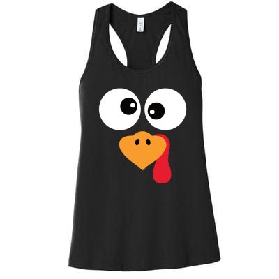 Turkey Face Funny Thanksgiving Turkey Trot Outfit Women's Racerback Tank