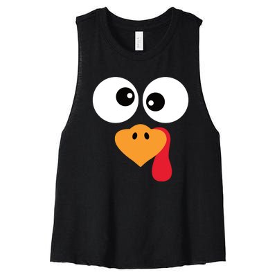 Turkey Face Funny Thanksgiving Turkey Trot Outfit Women's Racerback Cropped Tank