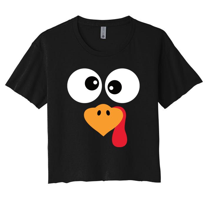 Turkey Face Funny Thanksgiving Turkey Trot Outfit Women's Crop Top Tee