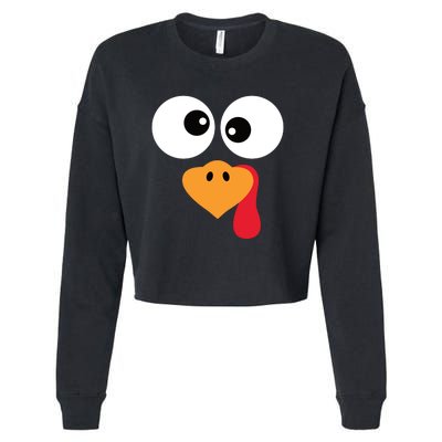 Turkey Face Funny Thanksgiving Turkey Trot Outfit Cropped Pullover Crew