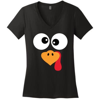 Turkey Face Funny Thanksgiving Turkey Trot Outfit Women's V-Neck T-Shirt