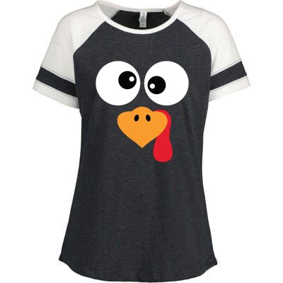 Turkey Face Funny Thanksgiving Turkey Trot Outfit Enza Ladies Jersey Colorblock Tee