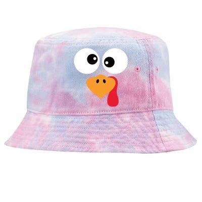 Turkey Face Funny Thanksgiving Turkey Trot Outfit Tie-Dyed Bucket Hat