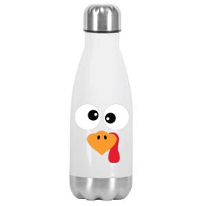 Turkey Face Funny Thanksgiving Turkey Trot Outfit Stainless Steel Insulated Water Bottle