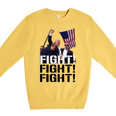 Trump Fight Fight Fight Trump Defiant Trump Shot Fist Pump Premium Crewneck Sweatshirt