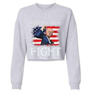 Trump Fight Fight Fight Trump Signals To Americans To Fight Cropped Pullover Crew