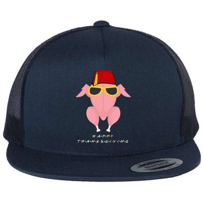 Thanksgiving For Friends Funny Turkey Head Flat Bill Trucker Hat