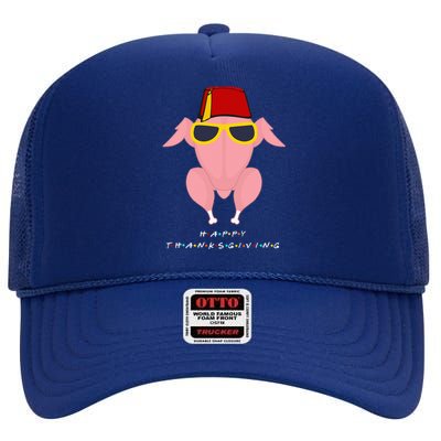 Thanksgiving For Friends Funny Turkey Head High Crown Mesh Back Trucker Hat