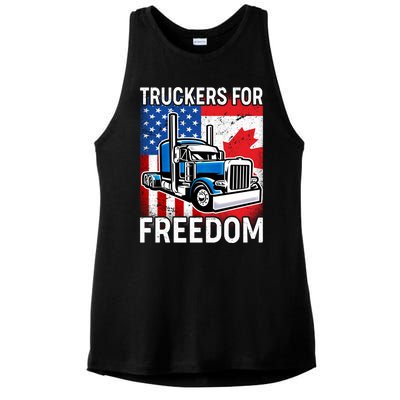 Truckers For Freedom USA Canada Freedom Convoy Ladies PosiCharge Tri-Blend Wicking Tank