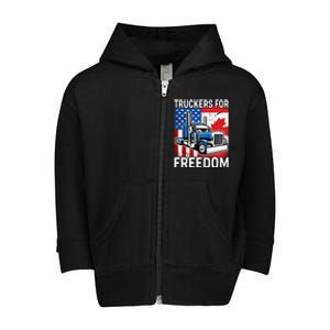 Truckers For Freedom USA Canada Freedom Convoy Toddler Zip Fleece Hoodie