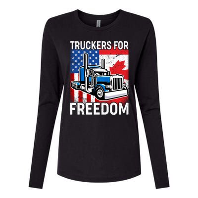 Truckers For Freedom USA Canada Freedom Convoy Womens Cotton Relaxed Long Sleeve T-Shirt