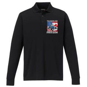 Truckers For Freedom USA Canada Freedom Convoy Performance Long Sleeve Polo