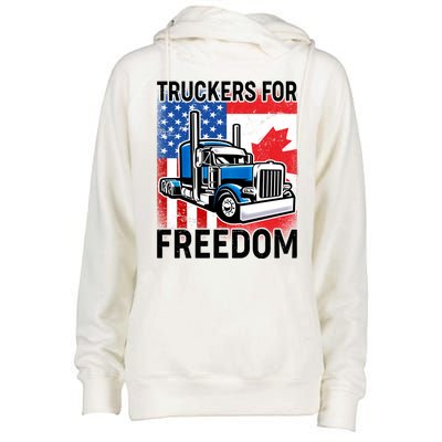 Truckers For Freedom USA Canada Freedom Convoy Womens Funnel Neck Pullover Hood