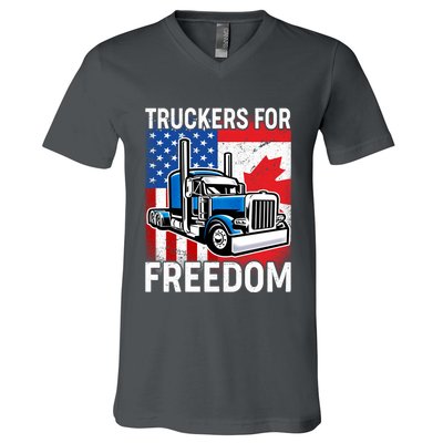 Truckers For Freedom USA Canada Freedom Convoy V-Neck T-Shirt