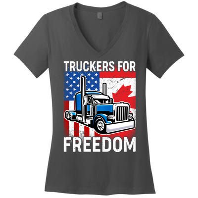 Truckers For Freedom USA Canada Freedom Convoy Women's V-Neck T-Shirt