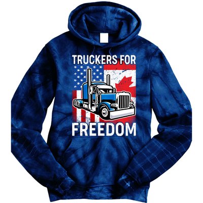 Truckers For Freedom USA Canada Freedom Convoy Tie Dye Hoodie